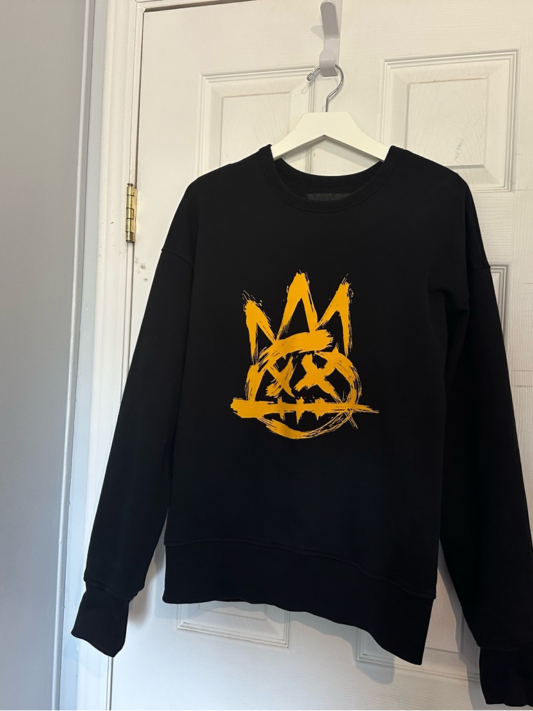 Cult Of Individuality Black Men's Graphic Crewneck Sweatshirt With Yellow Art